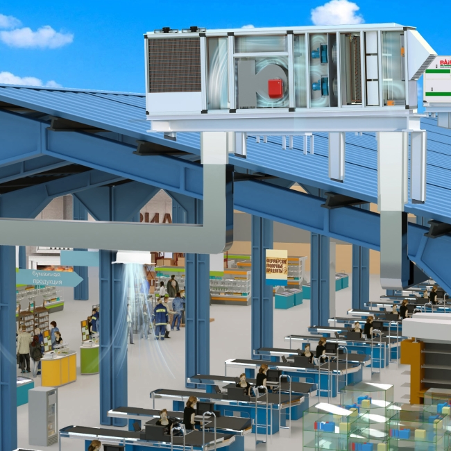 Приточный агрегат климатический наружного исполнения с газовым нагревом и охлаждением