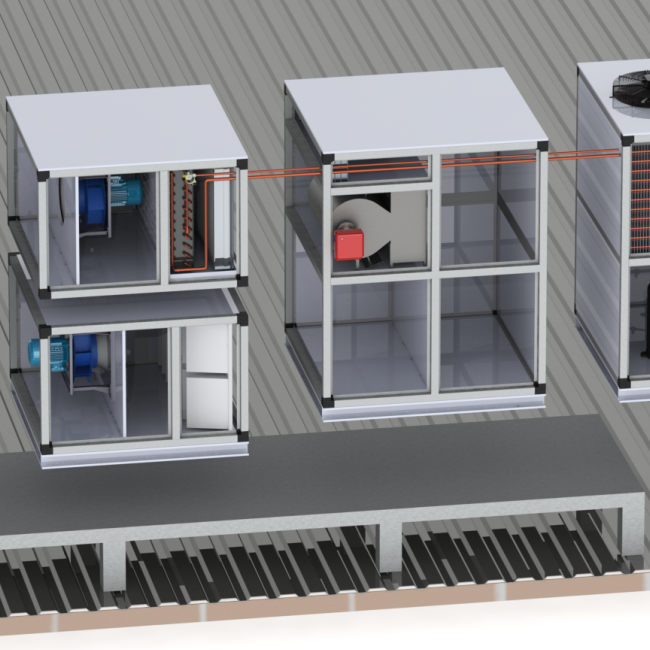 Приточный агрегат климатический наружного исполнения с газовым нагревом и охлаждением