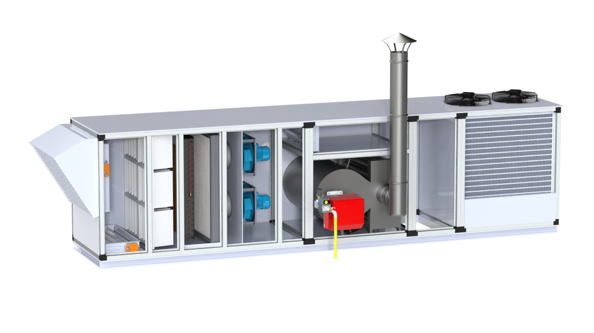 Приточный агрегат климатический наружного исполнения с газовым нагревом и охлаждением